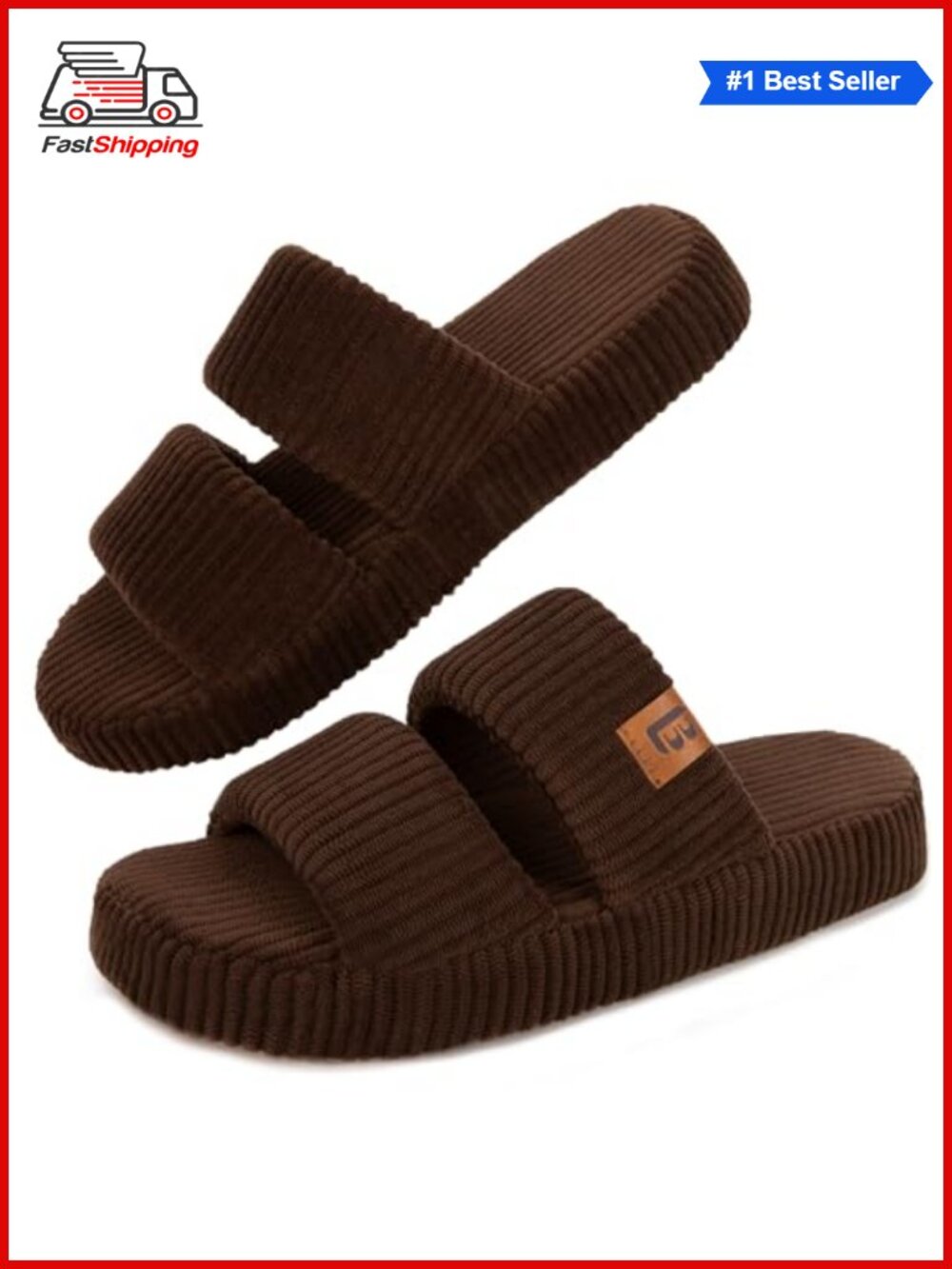✨ Women's Open Toe Memory Foam Slippers Corduroy Slide House Shoes